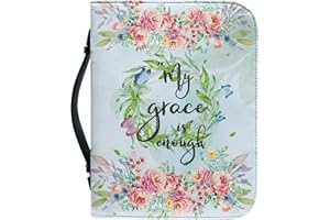 DAJINGKJ Bible Cover with Zip Large Leather Bible Covers Women's Flowers Bible Bag Women's Bag Bible Book Church Handbags