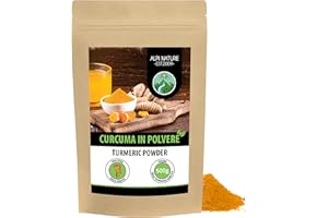 Alpi Nature Curcuma in Polvere 500g, Radice di Curcuma Macinata per Cucina e Latte Dorato