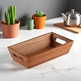 Deconox Akasya Ağacından Ekmek Sepeti - Doğal Ahşap Ekmeklik, Şık Ekmek Sunumluk (23x13x7cm) - Kahvaltı ve Sofralar İ&ccedil;in Serv