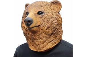 CreepyParty Fiesta de Disfraces de Halloween Máscara de Cabeza de Látex Animal Oso Pardo