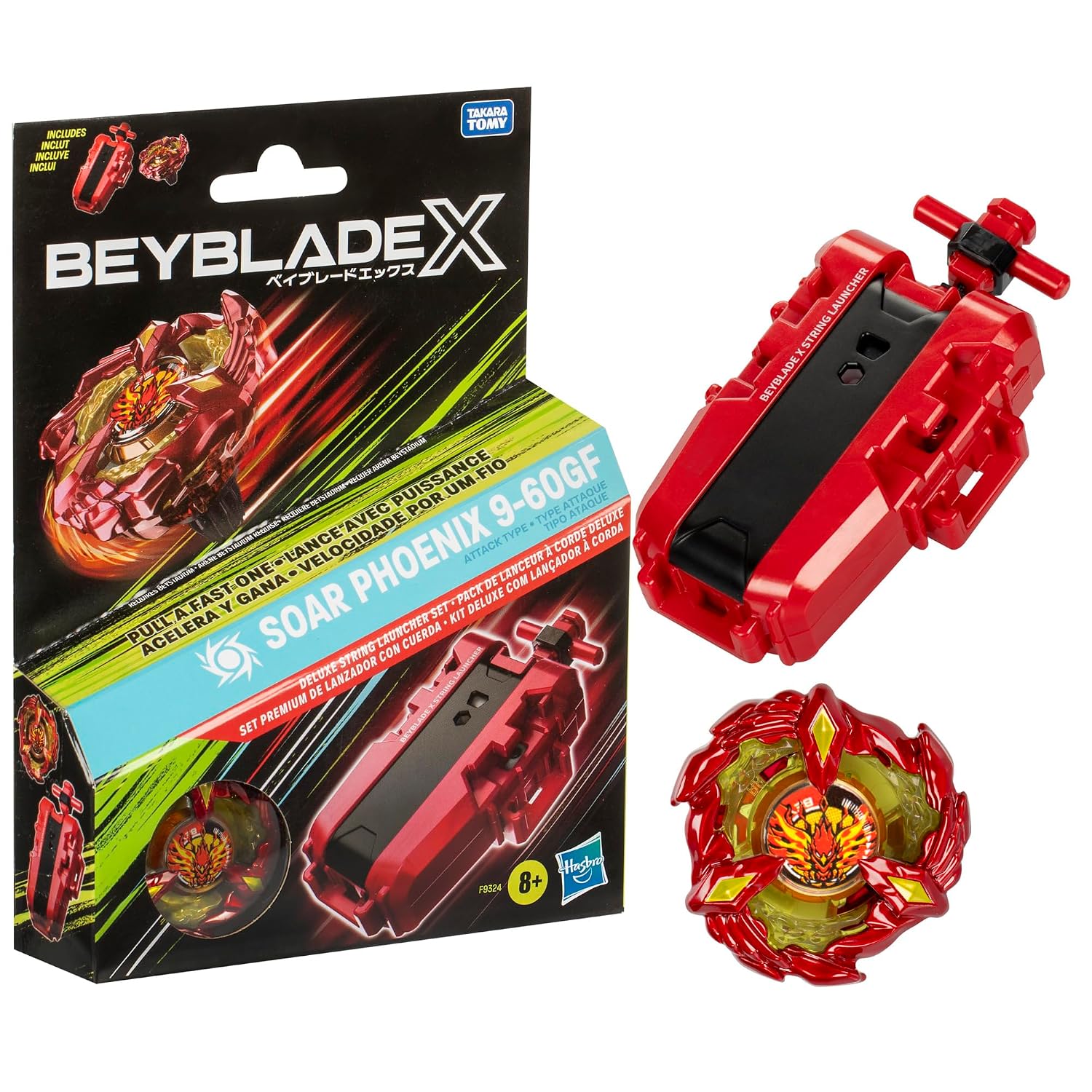 Hasbro Beyblade X, Set da Combattimento Soar Phoenix 9-60GF, Gioco di Strategia per Bambini con Trottola Giocattolo e Lanciatore a Corda Deluxe, Giochi per Famiglie