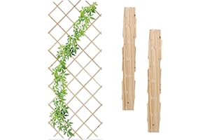 Relaxdays Rankgitter ausziehbar, 3er Set, Rankhilfe Kletterpflanzen, 180x90 cm, Garten, Balkon, Terrasse, Holz, Natur