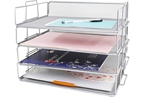 ‎EXERZ Exerz Sorter papieru 4 poziomy/tace biurkowe 4 szt./tacka na listy, do biura, szkoły, gabinetu