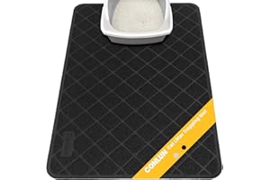 Conlun Cat Litter Mat Litter Trapping Mat, 61 x 43 cm Cat Litter Tray Mat, Premium PVC Grid Mesh Scatter Control Design Litter Box Mat, Waterproof Urine Resistant Material, Easy to Clean, Black