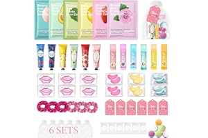 Erinde Set Spa Party da 60 Pezzi per Ragazze, Idee Regalo Donna, Accessori Spa con Maschere Viso per la Cura della Pelle, Crema Mani, Balsamo Labbra e Maschera Labbra, Set Regalo per Donne