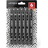 Arteza Fabric Pens for T-Shirts, Black, Pack of 6, Permanent & Machine Washable, Dual-Tipped, for Jeans, Sneakers, Backpacks,