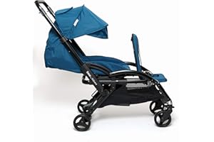 VIDIAMO - Poussette Limo - Poussette Bébé - Poussette Double Evolutive de 1 à 2 Places - 10 Configurations Possibles - Pliable et Compacte - Confortable - Coloris Bleu