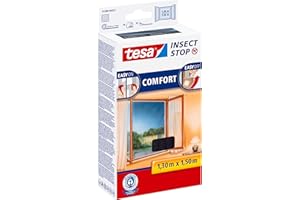 tesa® Insect Stop COMFORT moskitiera do okien - siatka przeciw owadom z rzepem samoprzylepnym - moskitiera bez wiercenia - antracyt (dobra widoczność), 130 cm x 150 cm