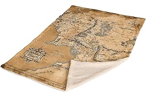 Elbenwald Seigneur des Anneaux en Peluche en Peluche avec Un Motif de Carte à la Terre Moyenne 150 x 200 cm Beige