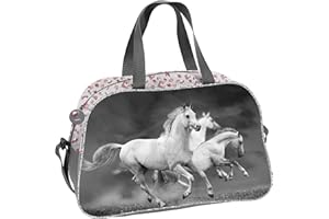RAGUSA-TRADE Mädchen Kinder Sporttasche Reisetasche mit tollem Pferde Motiv, 40 x 25 x 13 cm