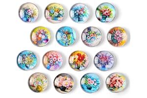 COSYLOVE Kühlschrankmagnete, Kristallglas, Blumen-Muster, für Zuhause, Büro, Schrank, Whiteboard, Fotos, Party, Urlaub, dekorativer Magnet, Geschenk, 16 Stück