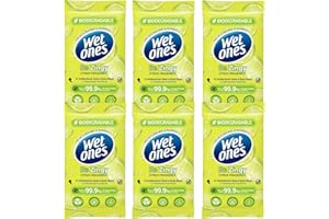 AXPOWER INSPIRATIONAL TECHNOLOGY EMPOWERING PEOPLE Wet Ones (Be Zingy) - Antibacterial Hand wipes - Dermatologically Tested, Biodegradable Ideal for Travel - 6 Packs of 12 (72 Wipes) - In Axpower Technology Empowering Box Packaging