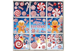 YIHELU Pegatinas de Navidad para Ventanas - Vinilo Decorativo con Reno y Santa Claus - Adhesivos Reutilizables para Cristal y Vidrio - Decoración Invernal de PVC para Escaparates y Puertas