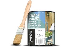 JOVIRA PINTURAS Chalk Paint - Vernice gessata all'acqua opaca + Pennello speciale per legno. Rinnovate i vostri mobili con creatività. (750 Millilitri, Bianco + Pennello) F-19-K