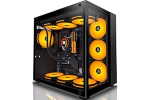 AMANSON PC Case - ATX Mid Tower Tempered Glass Computer Case (Fans are not Included),H6, Black
