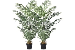 VeriNatural Artificial Plants Indoor Large Tree - 120cm UV-Resistant Tall Faux Areca Tropical Palm in Pot - Fake Plastic Plants Perfect for Outdoor Home Office Balcony Garden Decor (2Pack), VN125