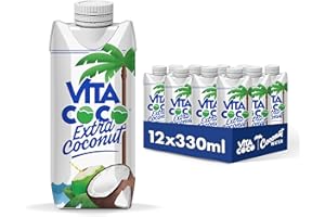 Vita Coco Agua de Coco Extra Pack de 12 x 330 ml, Con Electrolitos, Vitamina C, Potasio y Sin Gluten - Sabor Coco 12x330ml