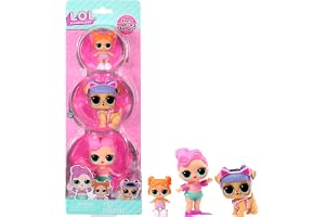 LOL Surprise Mini Dolls Set Pack of 3, Waves with Orange Hair, Pink Kansas K9 Puppy, Lil Beats with Collectible Surprise Doll Gift Set with Accessories for Kids, Age 3+
