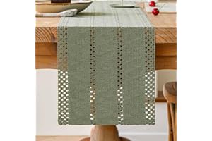 Avalune Camino de Mesa Moderno Verde Salvia Rustico Centro de Mesa Decorativo Salon Pequeño Estrecho Lavable Caminos de Mesa para Boda Fiesta Hogar Cocina Mesa de Comedor Decoración 30x140 cm