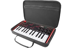Musiin Premium-Hartschalentasche aus Samt, kompatibel mit AKAI Professional MPK Mini MK3, Hercules DJControl Mix Ultra, MIDI-Controller-Tastaturhülle (Schwarz)