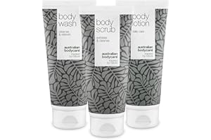 Australian Bodycare | Set di 3 prodotti corpo per brufoli e punti neri su schiena e glutei | Kit per l'acne al tea tree oil | Specifico per prevenire i problemi della pelle