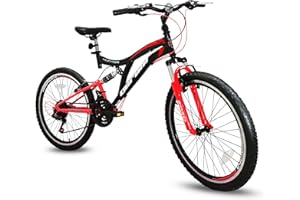 GERONI Hunter 26'' Pollici Bicicletta Bici MTB Mountain Bike BIAMMORTIZZATA Cambio Shimano 21 Velocita' Freni V-Brake