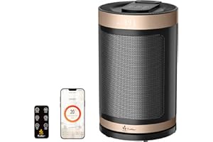 EcoNour Electric Heater, 1500 W Energy Efficient Space Silent Smart WiFi Room Heater, Portable Ceramic Room Heater with Thermostat, 3 Heat Modes, Fast Heating, Overheat & Tip-Over Safety Protection