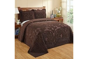 Better Trends 100 Pecent Cotton Tufted Unique Luxurious Machine Washable Tumble Dry, Chocolate, Twin Bedspread