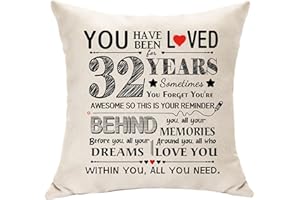 HASODEO You Have Been Loved for 32 Years Birthday Gifts for Women Men 32th Birthday Decoration 32th Birthday Cushion Cover Gifts for 32 Years Old Parents Cousin Wife Girlfriend Birthday Presents (32)