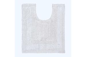 HOMESCAPES Toilet Mat, Luxury 1600gsm Extra Soft 100% Cotton, Reversible Bathroom Mats Non-Slip, Washable, Super Absorbent, Quick-Dry, White Pedestal Rug for Toilet, 50 x 55 cm