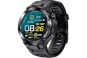 findtime GPS Smartwatch Militär Uhr Herren Armbanduhr 1,32 Zoll IP68 Wasserdicht Sportuhren Outdoor Tactical Watch Military Smartwatches Schwarz Fitnessuhr mit Schrittzähler