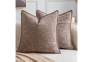 MADIZZ Förpackning med 2 dekorativa Euro Sham överdrag boho mjuk texturerad chenille prydnadskuddar solida kuddöverdrag för s