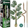 K-Brands Moss Pole (2 Pack, 160 cm/63 In/5.25 ft) - Bendable Monstera Plant Support - Cheese Plant Support Pole Sticks - Moss Poles for Climbing Plants - Plant Stakes Indoor with Ties