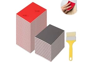 Hexizexi 36 Stück Schleifschwamm P180-P4000 Schleifschwamm Holz Nass-und Trocken Nassschleifpapier Set Geeignet zum Polieren von Holz Metall Farbe Modellen und Möbeln