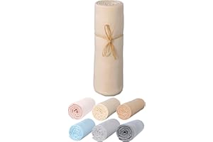 P'tit Basile Drap Housse 60x120 cm - Jersey peigné 100% Coton Bio - Ecru Beige - pour Matelas bébé à barreaux ou Parapluie 60x120 cm - Extensible Pas de Repassage - Larges Profonds Bonnets