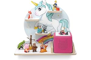 stadtecken étagère en Bois I Convient pour la Toniebox et Tonies I Rangement Parfait pour Tonie dans la Chambre des Enfants I À Monter ou à Suspendre (Licorne, Moyenne)