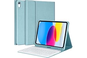 aMZCaSE Custodia per tastiera per 10a generazione 2022, Custodia per tastiera per 10,9 pollici 2022 con custodia per tastiera wireless Bluetooth rimovibile con portapenne,(Lago Blu)