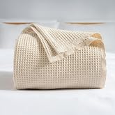 RAYME TEKSTİL - 100% Pamuk Pike Yatak &Ouml;rt&uuml;s&uuml; Waffle Dokuma Tek Kişilik Pike 160x240 cm, Natural Krem Dekoratif, Hafif, Yumuşa