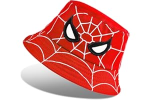 ANBOBILI Sombrero de Pescador para Niños, Spider-Man Sombrero de Cubo, Unisex Sombrero Cubo Anime Plegable, Algodón Gorro Pescador Niños, Sombrero de Sol, Bucket Hat Bebe, para Playa Camping Senderismo