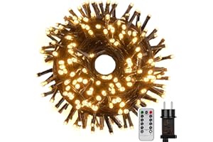 Tacobey LED Lichterkette Weihnachtsbaum Außen Innen mit Fernbedienung, 20M 200 LED Weihnachtsbeleuchtung Außen Strombetrieben, Timer, 8 Modi, Wasserdicht Weihnachten Deko Lichterkette Warmweiß
