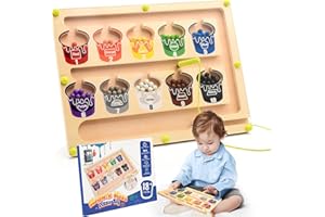 Gifitizi Montessori Spielzeug ab 2 3 4 5 6 Jahre, Magnetspiel Labyrinth Farben Lernen Sortierspiel, Spiele ab 2 3 4 5 6 Jahren, Magnetisch Holzspielzeug für Kinder, Kinderspielzeug ab 2-6 Jahre