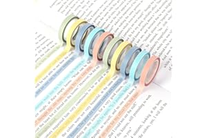 Mozeat Lens 10 Rolls Highlighter Tape, 0.24inch X 16.4ft Removable Neon Fluorescent Strips Transparent Writable Removable Fluorescent Neon Tapes for Marking Books Reading Students Teachers