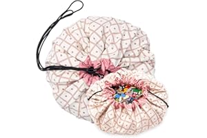 PLAY&GO Play & Go Drawstring Play Mat Storage Bag for Children - Kids Toy Storage Organizer - Drawstring Toy Bag - Large 140CM Play Mat for Toddlers Toys and Bag for Storage - Geo Coral Print