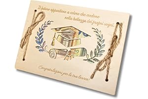 EQUIK PRODUCTS Biglietto Laurea in Legno | Busta Portasoldi Regalo Laurea | Auguri Laurea Uomo Donna | Regalo Soldi | Regalo in Denaro | Congratulazioni Laurea