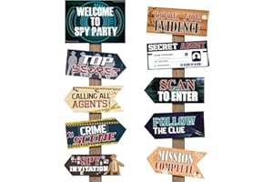 ABILAT 20 Pcs Secret Agent Signs Decoration for Spy Party Detective theme Party Decoration of Yard Top Secret Sign Mystery Crime Clue Evidence Photo Props for Murder Mystery Party