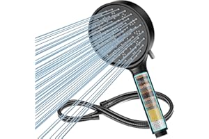 Cobbe Filter Shower Head and Hose, High Pressure 6 Spray Mode Showerhead with Filters, Hard Water Softener Filters Shower Head for Residual Chlorine Remove, Black