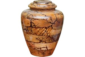 EMPORIUM CRAFTS Urne für menschliche Asche, große Holzurne für Feuerbestattung, Erwachsenen-Urnenbox für Asche, personalisierte Holzurne, Beerdigungsurne für Beerdigung, Holzkiste (dunkelrot)