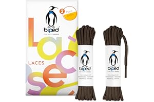 ‎BIPED biped LACES 2 Paar reißfeste Schnürsenkel für Lederschuhe, Boots, Stiefel - für Arbeit, Freizeit und Sportschuhe - 100% Polyester Schuhbänder rund ø 4 mm z2914(#24 dark brown,150 cm)