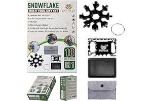 EARTH-LY LOVE YOUR EARTH, LOVE YOURSELF Snowflake Multitool Keyring & Credit Card Gift Set | 33-in-1 Pocket Tool Set for Travel, Camping & Everyday Use | Stainless Steel Tools for Men & Women | Novelty Gift | UK Brand