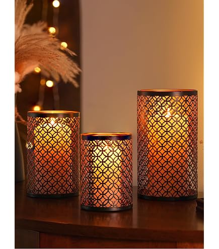 Set Di 4 Portacandele Orientali Afman – Metallo Oro 15 Cm, Design Marocchino Per Decorazioni Primaverili, Salotto E Tavolo Ramadan